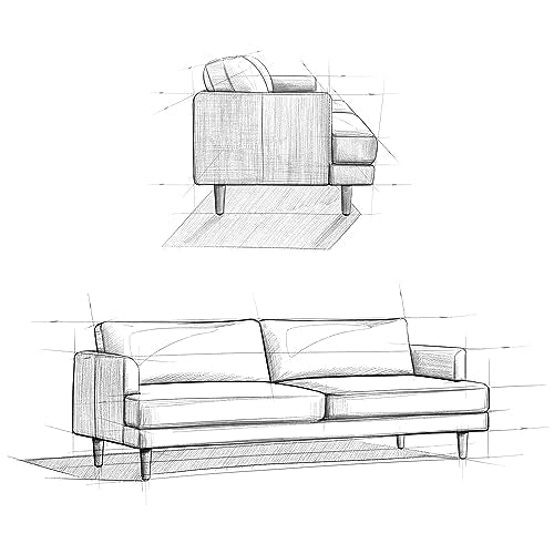 SIMPLIHOME Livingston 90-inch Wide Sofa in Sienna Top Grain Genuine Leather, Handcrafted Mid-Century Modern Couch for Living Room, Large 3-Seater with Feather-Wrapped Cushions and Solid Wood Frame SIMPLIHOME