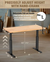 WORKPRO Adjustable Workbench with Crank Handle, 47.2" x 23.6" Rubber Wood Worktable 300LBS Load Capacity,Height-Adjustable Standing Desk for Workshop, Garage WORKPRO