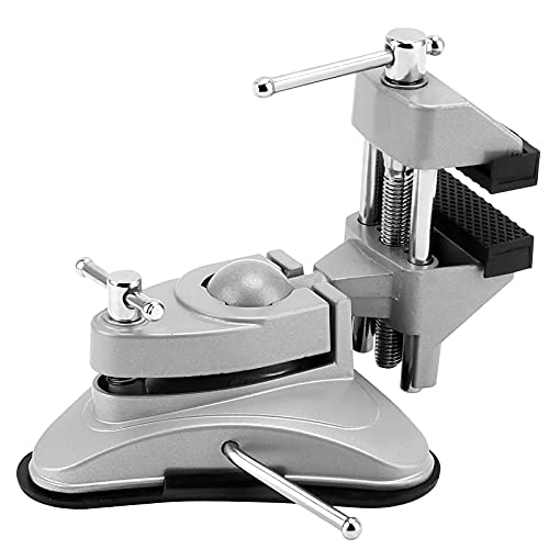 JOIKIT Mini Table Suction Vise, 2-3/4 Inch Jaw Portable Vacuum Base Vise Hobby Bench Vise Clamp with 360° Swiveling Head for DIY, Modelling, JOIKIT