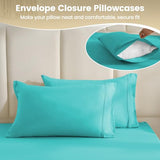 CozySmile Holtel Luxury Twin Size Sheet Set - 3 Piece Soft Microfiber Sheets for Twin Size Bed, 16" Deep Pocket Easy Care Wrinkle Free Cooling Bedding Sheet and Pillowcase Set, Turquoise CozySmile