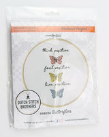DUTCH STITCH BROTHERS Butterflies Embroidery Starter Kit with Pattern and Instructions. Stamped Embroidery Kits with Embroidery Clothes with Pattern. 6" Embroidery Hoop
