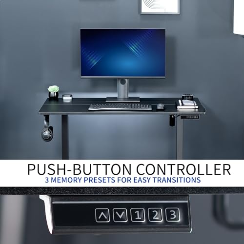 VIVO Electric 44 x 24 in Standing Desk, Memory Height Adjustment, Black Top Black Frame, DESK-E144B VIVO