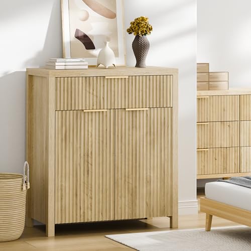 Lulive Fluted Buffet Cabinet with Storage Sideboard Cabinet Adjustable Shelves for Kitchen Living Room, Kitchen, Entryway Lulive