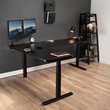 VIVO Electric Height Adjustable 83 x 60 inch Corner Stand Up Desk, 2 Black Solid Table Tops, Black Frame, Memory Controller, L-Shaped Workstation, 3E Series, DESK-KIT-3E8B VIVO