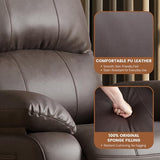 Attalee Leather Swivel Rocker Recliner Chair, Traditional Manual Chair, Upholstered Nursery Glider Rocking Recliner, Comfy Faux Leather Single Sofa with Pocket Spring for Living Room, Dark Brown