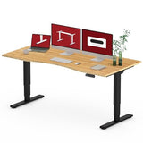 SANODESK Standing Desk 3 Stages Dual Motor 60 inch Whole-Piece Real Bamboo Desktop Height Adjustable Desk for Home Office Stand Up (Black Frame/ 60" Curved Natural Bamboo Top) SANODESK