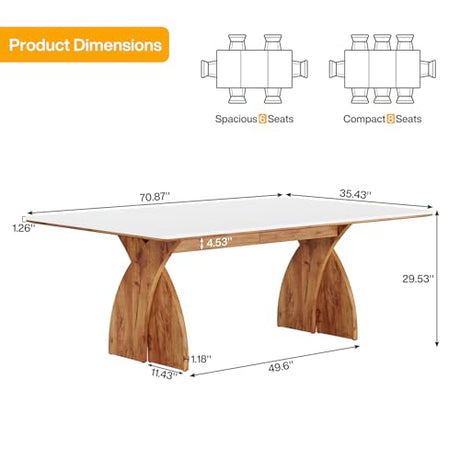 Tribesigns 70.87-Inch Conference Table for 6-8 People, 6 ft Meeting Table with Crossed Legs, Industrial Business Training Desk for Office Conference, Meeting Room (White & Brown) Tribesigns