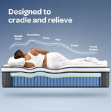 OhGeni 14 Inch Cooling Queen Size Mattress, Hybrid Gel-Infused Memory Foam Bed Mattresses in a Box, Medium Feel Cool Top Fabric,Individual Pocket Innerspring, 3-Zone Design & Reinforced Edge Support OhGeni