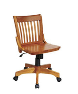 OSP Home Furnishings Deluxe Armless Wood Banker's Desk Chair with Adjustable Height, Locking Tilt, and Heavy Duty Base, Fruitwood OSP Designs