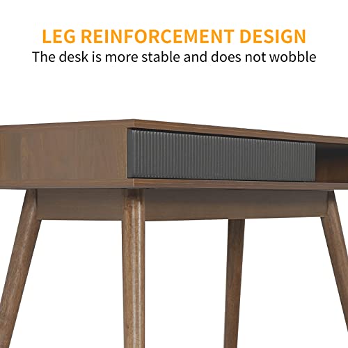 Artswish Mid Century Modern Office Desk with Drawer - Simple Writing Desk for Home Office, Walnut Artswish