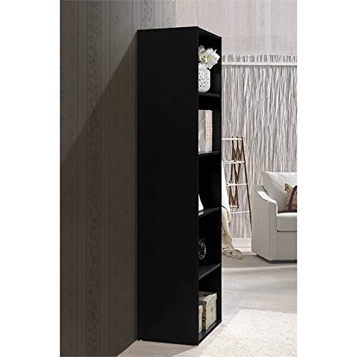 Hodedah 5-Shelf Black Bookcase for Organised Storage and Display - WoodArtSupply