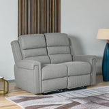 HOMCOM 2 Seater Recliner Sofa with Manual Pull Tab, Fabric Reclining Sofa, RV Couch, Home Seating, Gray HOMCOM
