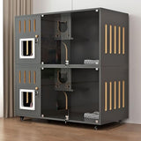 Double-Layer Cat Cabinet, Cat Cage, All Solid Wood Cat Villa, Ventilation on Both Sides, Large Platform, Easy to Maintain(Black,120x60x114cm) FLQYJJDP