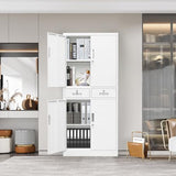 YEEZER Metal Storage cabinets, with 2 Adjustable Shelves, Lockable 71 "H Steel Garage Cabinet with 2 Drawers, Suitable for Offices, garages, Warehouses, Schools, and Homes (White) YEEZER