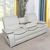 Ocstta Leather Recliner Sofa Set, Leather Couch Set for Living Room, Living Room Furniture Set with Storage Console & Cup Holder for Living Room/Office (Recliner Couch Set) Creamy White Ocstta