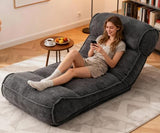 SUNPEAK Lazy Floor Bed 83" – Extra Comfy Sleeper Chaise Lounge Chair Indoor, Adjustable Recliner Floor Lounger, Plush Futon Chair Bed for Yoga, Gaming, Meditation & Reading Nook (Recliner, Black) SUNPEAK
