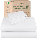 California Design Den Full Sheet Set - Soft 100% Organic Cotton Sheets with Deep Pockets, Crisp Percale, Breathable and Durable Bedding Set - White California Design Den