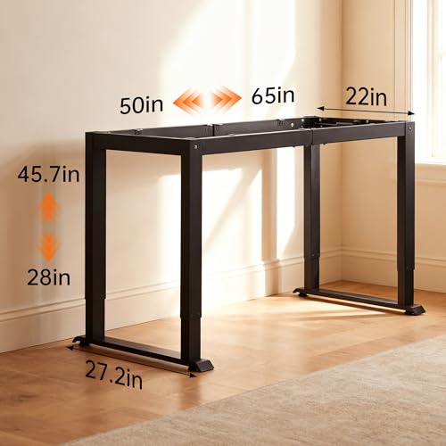 Fromann Electric Standing Desk Frame, 4-Leg Dual Motor Adjustable Standing Desk Legs for Max 70'' x 29.5'' Desktop,Heavy Duty 220lb Load Capacity for Home Office, Frame Only Fromann
