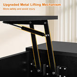 Koifuxii Coffee Table Lift Top - Black Coffee Table with Lifting Top and Hide Compartment Storage - Rectangle Coffee Table Wood - Lift up Coffee Tables for Living Room Koifuxii