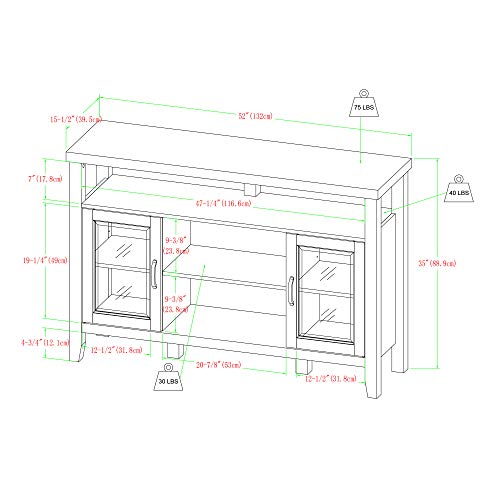 Walker Edison Tall Wood Universal TV Stand with Open Storage For TV's up to 58" Flat Screen Living Room Storage Entertainment Center, 52 Inch, White Oak - WoodArtSupply