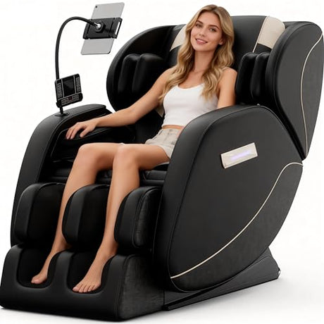 AYJOIR 2026 Massage Chair Full Body, Zero Gravity Massage Chair with 6 Fix Rollers and 12 Massage Heads and Full-Body Air Pressure, Heating, Foot Massage, Auto Modes, Speaker, Touch Screen Controller AYJOIR