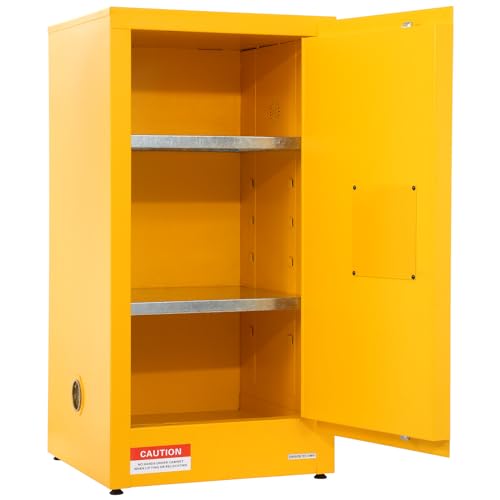 VEVOR Flammable Storage Cabinet, 16 Gal Capacity, Made of Cold-Rolled Steel, Measures 18 x 18 x 35.4 inches, Single Door, Explosion-Resistant, Meets NFPA Code 30 and OSHA Standards