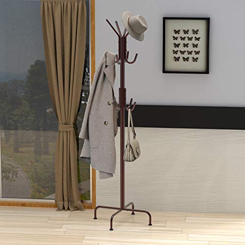 Simple Houseware Standing Coat and Hat Hanger Organizer Rack, Bronze - WoodArtSupply