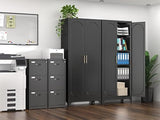 Polup Pantry Cabinet, 75 Inch Tall Kitchen Storage Cabinet, Metal Pantry Cabinets with Doors and Adjustable Shelves, Black Freestanding Food Cupboard for Living, Dinning Room-Assembly Required Polup