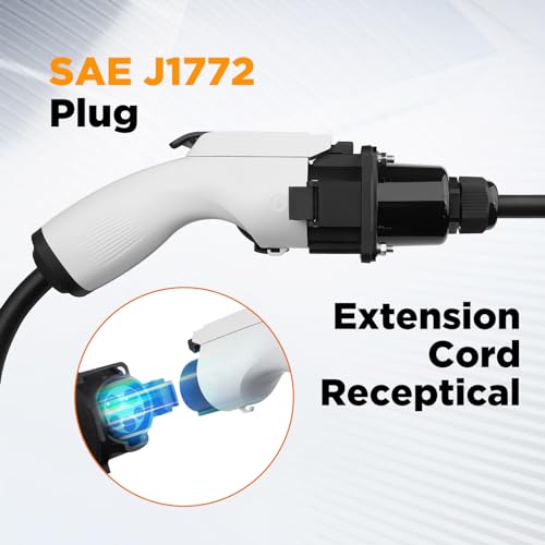 BESENERGY EV Charger Extension Cable 40 Amp 20ft Charging Cord for Electric Vehicle 220V-240V Compatible All SAE J1772 Chargers BESENERGY