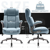 Large High Back Office Chair - Adjustable Lumbar Support Flip Up Arms Heavy Duty Quiet Wheels Metal Base Breathable Bonded Leather Ergonomic Executive Computer Desk Chair with Storage Bags, Blue HAMAOKA