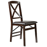 Linon Fully Assembled Triena X Back Folding Chair Set of 2, 17" w x 20" d x 35.5" h, Merlot/Brown Linon