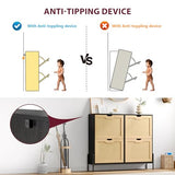 Algglobuy Large Rattan Shoe Cabinet Storage with 4 Flip Drawers & 3-Tier Adjustable Shelves, Slim Shoe Cabinet for Entryway, Modern Hidden Shoe Rack Cabinet, Black Algglobuy