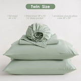 JSD Sage Green Twin Sheet Set with Side Pocket Corner Straps, 3 Piece Soft Kids Microfiber Bed Sheets Extra Deep Pocket JSD