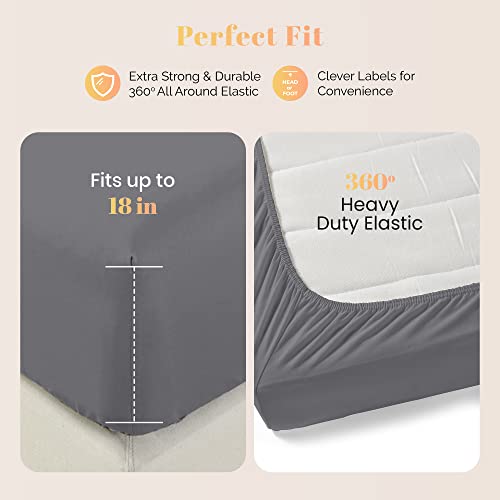 Ashton Sheets 100% Egyptian Cotton Sheets Twin Size - 3 PC 800 High Thread Count Egyptian Cotton Twin Size Bed Sheets Set (Dark Grey), Soft, Cooling, 16" Deep Pocket Sateen Weave Luxury Hotel Bedsheet Ashton Sheets