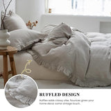 Simple&Opulence 100% Linen Duvet Cover Set, Natural French Flax Light Grey Ruffle Duvet Cover Twin Size, Breathable Comfy Linen Bedding Comforter Cover with 1 Pillowcase (Light Grey, 68" x 86") Simple&Opulence