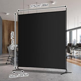Carivia Single Large Panel Room Divider, 6 Ft Tall Privacy Screen Room Divider,Freestanding Room Partition Wall Divider,Lightweight Room Divider Screen for Home Office,69''W x 70''H, Black Carivia