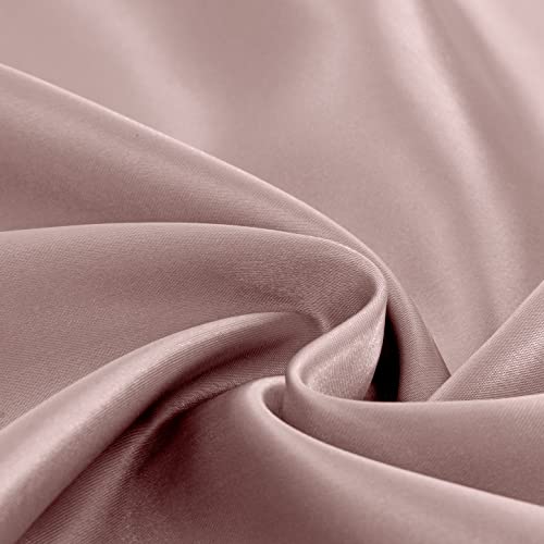 Homiest 4pcs Satin Sheets Set Luxury Silky Satin Bedding Set with Deep Pocket, 1 Fitted Sheet + 1 Flat Sheet + 2 Pillowcases (Queen Size, Rose Gold) Homiest
