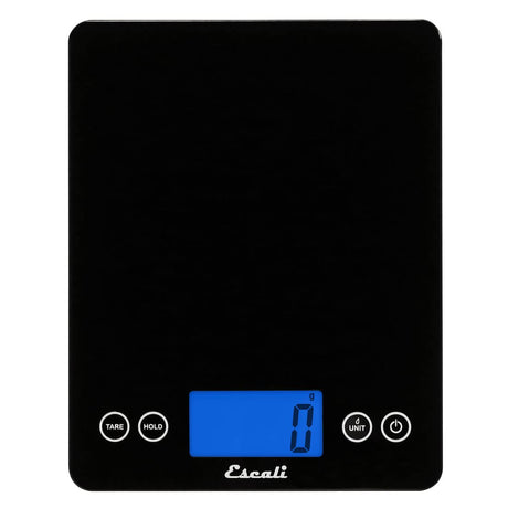 Escali 2210IB ArtiXL Extra-Large Glass Digital LCD Display Kitchen Scale, Measures Liquid and Dry Ingredients, Tare Function, 22lb Capacity, Black Escali