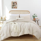 ROSGONIA Beige Comforter Set Queen, 3pcs (1 Boho Beige Comforter & 2 Pillowcases), All Season Bedding Lightweight Soft Bedspread Blanket Quilt ROSGONIA