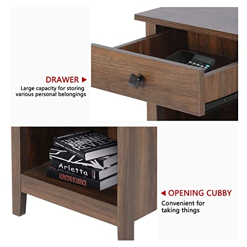 Rustic GBU Nightstands - Set of 2 Wooden Bedside Tables with Drawers for Stylish Storage GBU