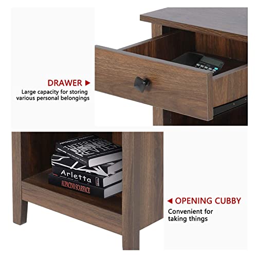 Rustic GBU Nightstands - Set of 2 Wooden Bedside Tables with Drawers for Stylish Storage - WoodArtSupply