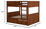 Merax Full Over Full Bunk Bed with Trundle,Wooden Trundle Bed Frame with Ladder Safety Guardrail,Convertible to 2 Platform Beds for Kids Teens,Walnut Merax