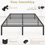 LEVELEVE Queen Bed Frame Heavy Duty 14 Inch, Sturdy Metal Platform with Strong Bearing & Under Bed Storage, No Box Spring Needed, Easy Assembly, No Shake LEVELEVE