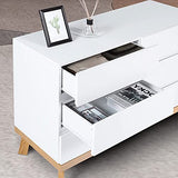 YIGOBUY White Dresser for Bedroom 6 Drawer Double Dresser Chest of Drawers Large Storage Cabinet Wooden Dresser for Bedroom, Living Room, Hallway YIGOBUY