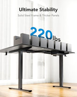 HUANUO L-Shaped Standing Desk, 71 x 48 inch Dual Motor Corner Standing Desk, Electric Height Adjustable Computer Desk with Cable Tray & 3 Preset Heights, Raising Desk for Home Office, Black, HNESD110 HUANUO