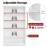 5-Shelf White Wooden Bookcase for Home, Office, and School Display Sunon