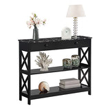 Convenience Concepts Oxford 1 Drawer Console Table with Shelves, Black Faux Marble/Black Convenience Concepts