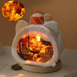 TOPBSFARNY 3D Wooden Book Stand Puzzle DIY Dollhouse Wood Nook Model Building Kit with LED Light for Adults to Build Creativity Christmas Halloween