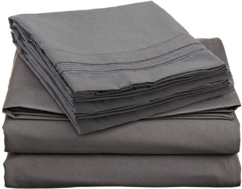 Clara Clark 1800 Series Bed Sheet Sets - Stay fit on Mattress with Elastic Straps at Corners - Twin (Single), Charcoal Stone Gray (75”x39” Fits XL) Clara Clark
