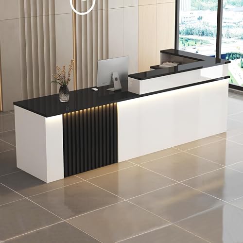 Modern L-Shaped Reception Desk, Front Office Reception Counter for Lobby, Office, SOHO, Retail Stores – Modern Peception Desk,Durable & Easy to Install Generic